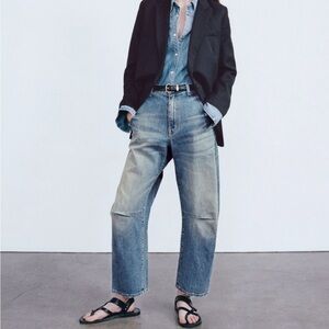 Nili lotan emerson jean 25 faded wash barrel cropped